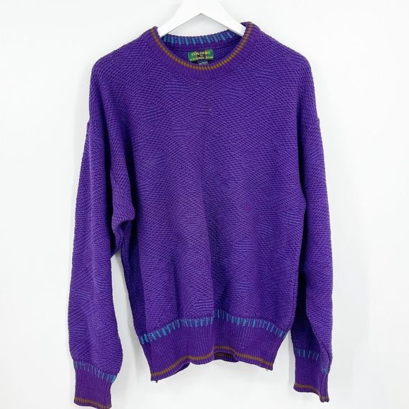 Vintage 90’s Grandpa Purple Retro Sweater SZ M - Picture 2 of 6